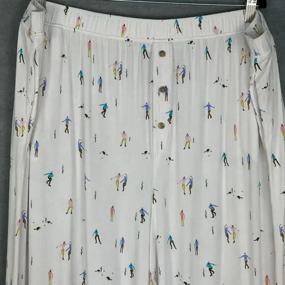 Anthropologie Pajama Pants Womens 3X White Emily Isabella Winter Skater Holiday - Picture 4 of 16